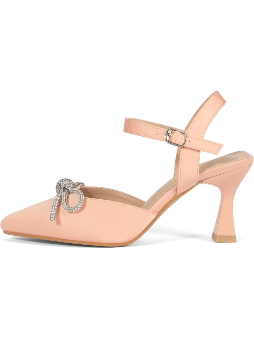Women's Pink Stiletto Pumps Shoes Pointed Toe Ankle Strap High Heel Dress Shoes - Picture 2 of 7